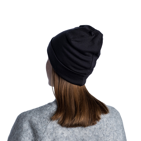 Шапка Buff HW Merino Wool Hat Solid Black - Фото 4 большая