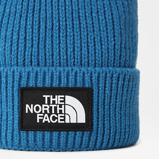 Шапка The North Face Logo Box Cuffed Banff Blue - Фото 2 большая