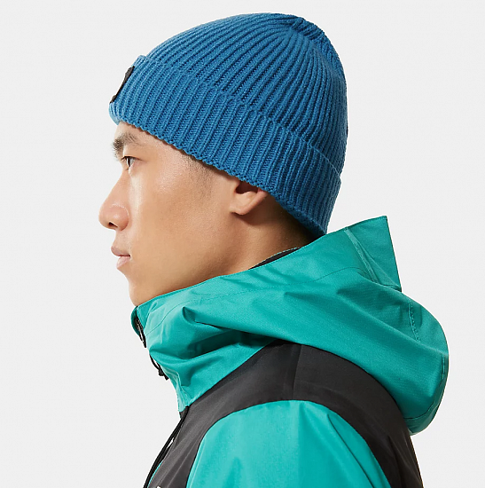 Шапка The North Face Logo Box Cuffed Banff Blue - Фото 4 большая