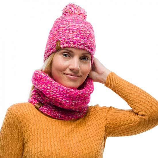 Шапка Buff Knitted & Fleece Hat Grete Pink - Фото 2 большая