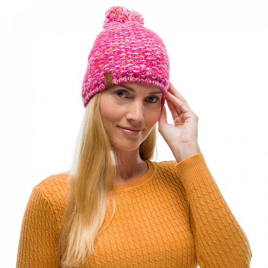 Шапка Buff Knitted & Fleece Hat Grete Pink - Фото 3 большая