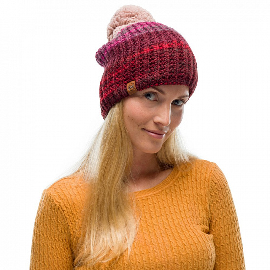 Шапка Buff Knitted & Fleece Alina Maroon - Фото 3 большая