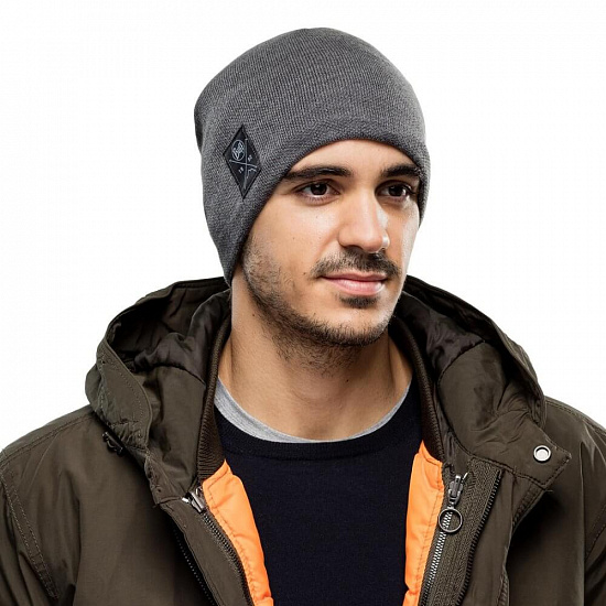 Шапка Buff Knitted & Fleece Hat Solid Grey - Фото 3 большая