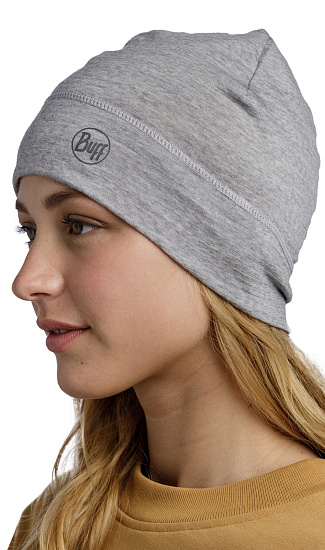 Шапка Buff Merino Lightweight Solid Light Grey - Фото 5 большая