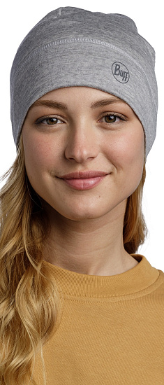 Шапка Buff Merino Lightweight Solid Light Grey - Фото 6 большая