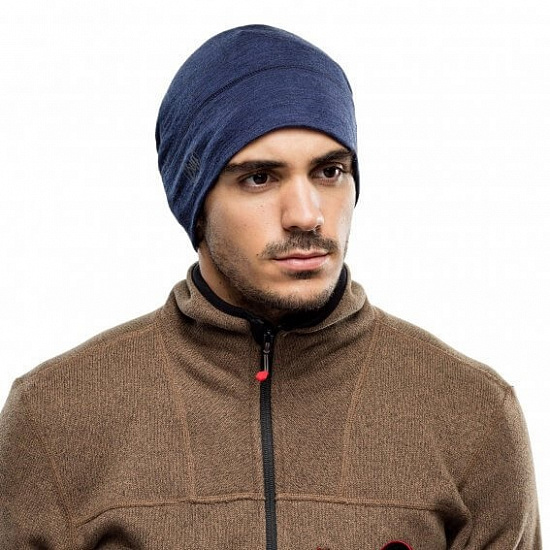 Шапка Buff LW Merino Wool Hat Solid Denim - Фото 3 большая