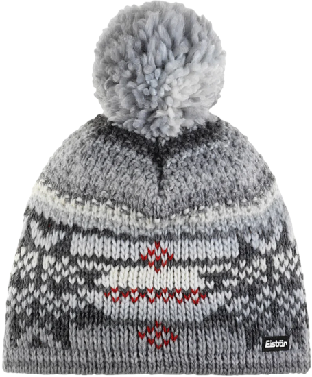 Шапка Eisbar Ike Pompon Milkgrau/Anthrazit/Ketchup - Фото 1 большая