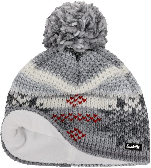 Шапка Eisbar Ike Pompon Milkgrau/Anthrazit/Ketchup - Фото 2 большая