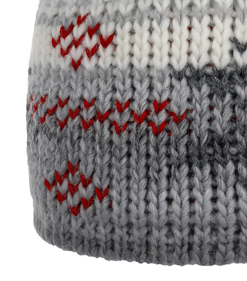 Шапка Eisbar Ike Pompon Milkgrau/Anthrazit/Ketchup - Фото 3 большая