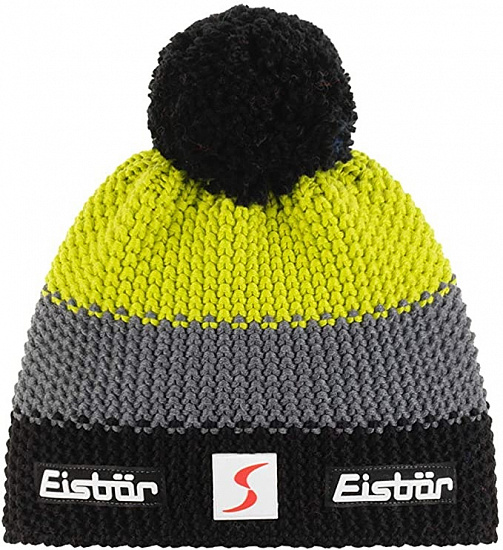 Шапка Eisbar Star Pompon Mu Sp Schwarz-Anthrazit-Lime - Фото 1 большая