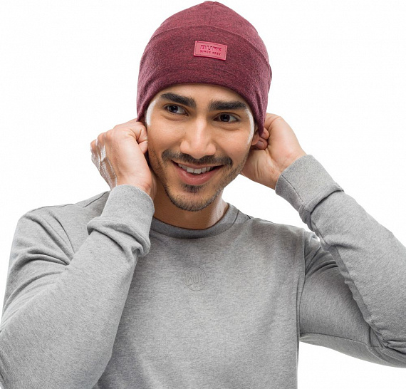 Шапка Buff Merino Wool Fleece Maroon - Фото 2 большая