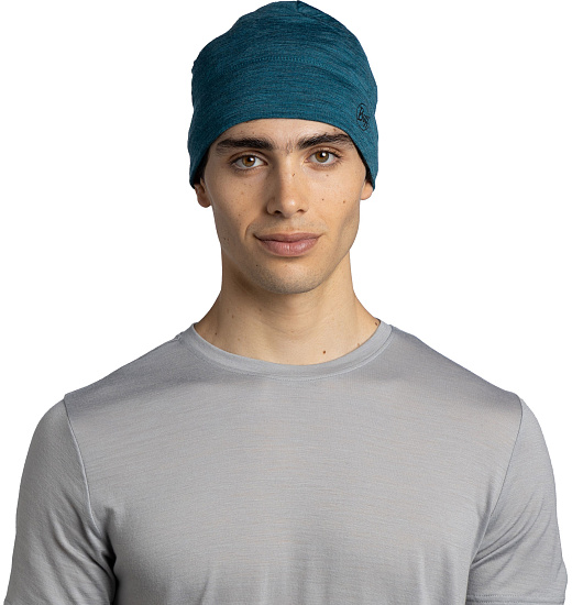Шапка Buff Merino Lightweight Hat Solid Teal - Фото 3 большая