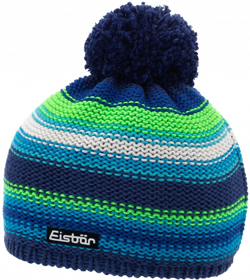 Шапка детская Eisbar Caja Pompon MU Blue/Green/White - Фото 1 большая