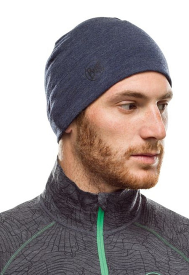 Шапка Buff Merino Midweight Melange Night Blue - Фото 2 большая