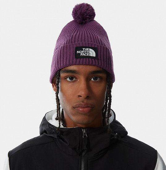 Шапка The North Face TNF Logo Box Pom Pikes Purple - Фото 3 большая