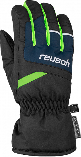 Перчатки детские Reusch Bennet R-Tex XT Black/Dress Blue/Neon Green - Фото 1 большая