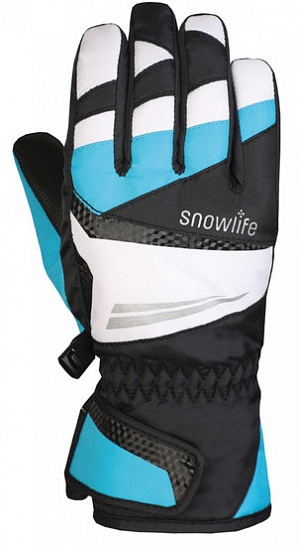 Перчатки детские Snowlife Racer DT Black/Turquoise - Фото 1 большая