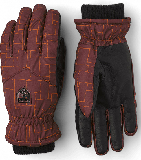 Перчатки женские Hestra Primaloft Rib Knit Wine Red Print - Фото 1 большая