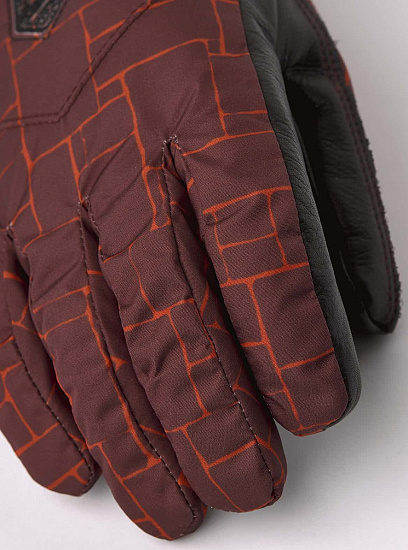 Перчатки женские Hestra Primaloft Rib Knit Wine Red Print - Фото 4 большая