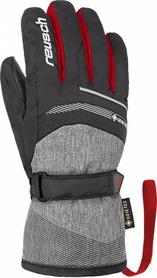 Перчатки детские Reusch Bolt GTX Black/Black Melange/Fire Red - Фото 1 большая
