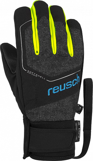 Перчатки детские Reusch Torby R-Tex XT Black Melange/Black/Safety Yellow - Фото 1 большая
