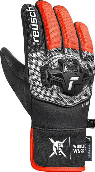 Перчатки детские Reusch Worldcup Warrior R-Tex XT Junior Black/Silver/Fluo Red - Фото 1 большая