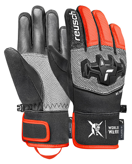 Перчатки детские Reusch Worldcup Warrior R-Tex XT Junior Black/Silver/Fluo Red - Фото 3 большая