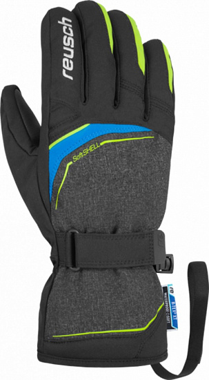 Перчатки мужские Reusch Primus R-Tex XT Black Melange/Safety Yellow/Brilliant Blue - Фото 1 большая