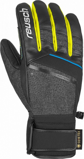 Перчатки мужские Reusch Beat GTX Black/Black Melange/Safety Yellow - Фото 1 большая