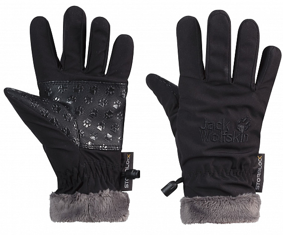 Перчатки детские Jack Wolfskin Softshell Highloft Black - Фото 1 большая