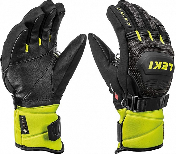 Перчатки детские Leki Worldcup Race Coach Flex S GTX Black/Ice Lemon - Фото 1 большая