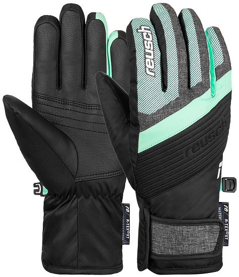 Перчатки детские Reusch Duke R-Tex Xt Blck/Blck Mel/Cabbage - Фото 2 большая