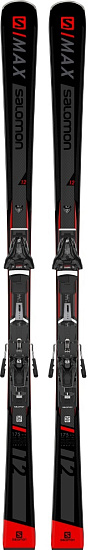 Горные лыжи Salomon E S/Max 12 с креплениями Z12 GW F8 Black/Red - Фото 1 большая