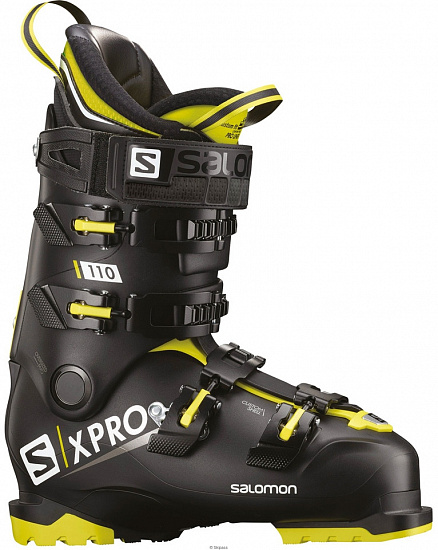 Горнолыжные ботинки Salomon X PRO 110 Black/Acid Green/White - Фото 1 большая