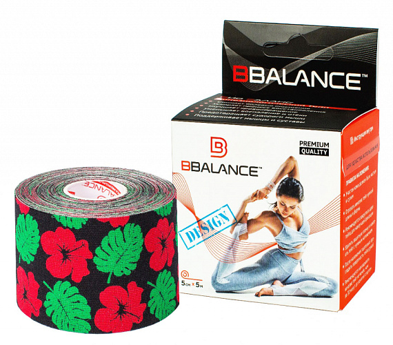 Кинезиотейп BBTape 5см x 5м Гавайи черн. - Фото 1 большая