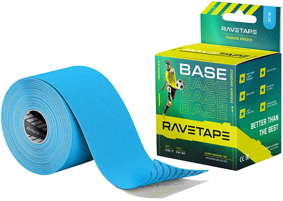 Кинезиотейп Ravetape Base 5×5 Blue - Фото 1 большая