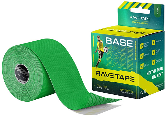 Кинезиотейп Ravetape Base 5×5 Green - Фото 1 большая