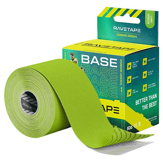 Кинезиотейп Ravetape Base 5×5 Lime Green - Фото 1 большая