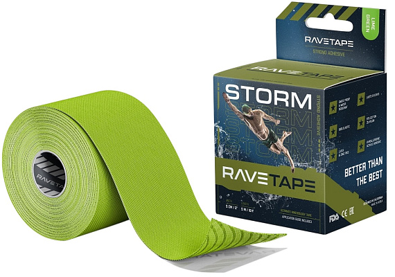 Кинезиотейп Ravetape Storm 5×5 Lime - Фото 1 большая