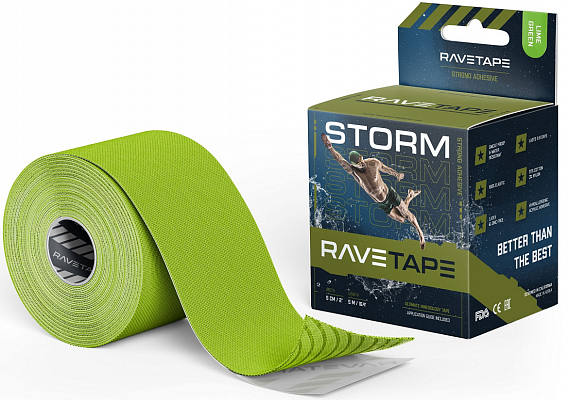 Кинезиотейп Ravetape Storm 5×5 Lime - Фото 1 большая