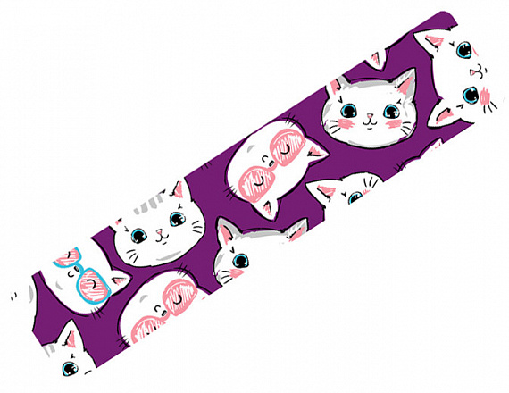 Кинезиотейп BBTape 5см x 5м Котята фиолетовые - Фото 2 большая