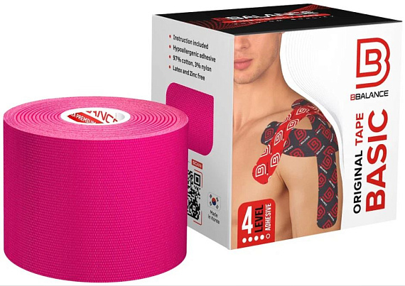 Кинезиотейп BBTape 5 см x 5 м розовый - Фото 1 большая