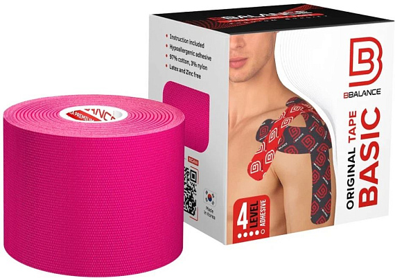 Кинезиотейп BBTape 5 см x 5 м розовый - Фото 1 большая