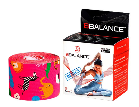 Кинезиотейп BBTape 5см x 5м Сафари роз. - Фото 1 большая