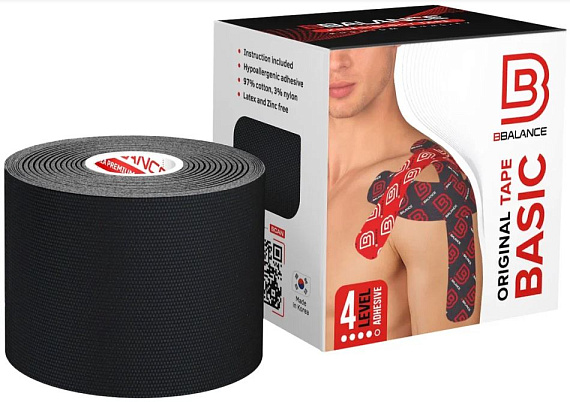 Кинезиотейп BBTape 5 см x 5 м чёрный - Фото 1 большая