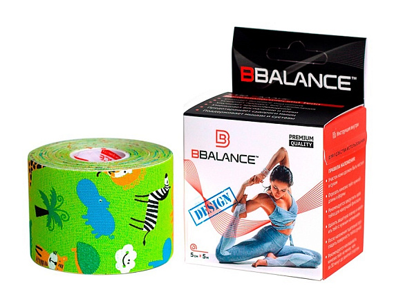 Кинезиотейп BBTape 5см x 5м Сафари лайм - Фото 1 большая