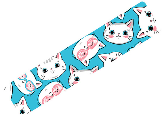 Кинезиотейп BBTape 5см x 5м Котята голубые - Фото 1 большая