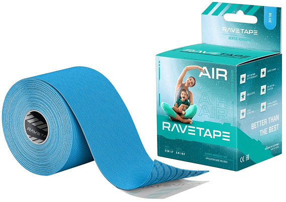 Кинезиотейп RaveTape Air 5×5 Blue - Фото 1 большая