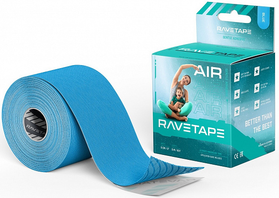 Кинезиотейп RaveTape Air 5×5 Blue - Фото 1 большая
