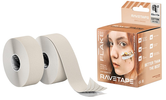Кинезиотейп RaveTape Flake 2.5×5 (2RL) Dyefree Cotton - Фото 1 большая